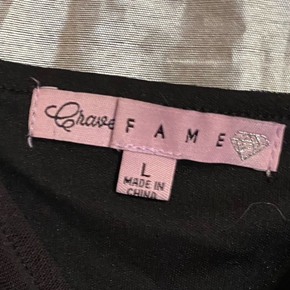 Crave Fame top, L, GUC, lined ruched nylon mesh, stretch straps - Picture 7 of 7